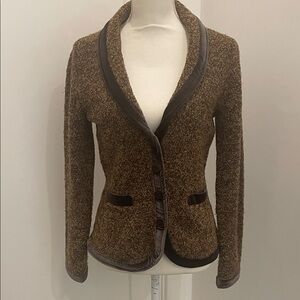 Anthropologie Monogram Touring Jacket. Velvet trim, shawl neckline. Beautiful!